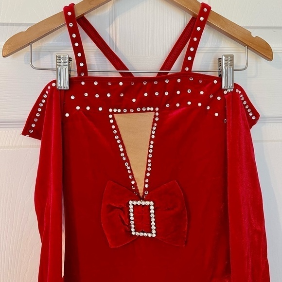 Art Stone Dance Competition Solo Costume Red Velvet Swarovski Crystals Jazz Tap - Picture 2 of 9